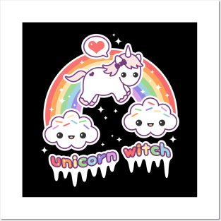 Kawaii Unicorn Witch Posters and Art